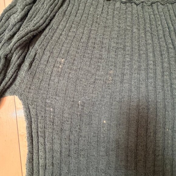 ANTHROPOLOGIE PILCRO Olive Green Distressed Ribbed Duster Sweater Size Medium - Picture 11 of 11
